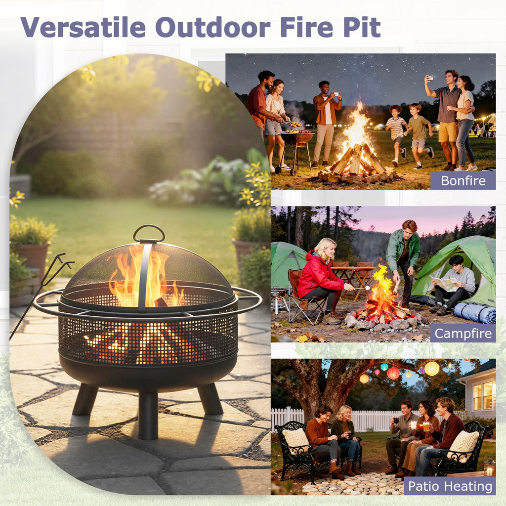 Tangkula Fire Pit for Outside Wood Burning