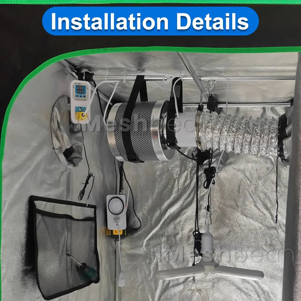Imeshbean Upgraded 32"x32"x63" Grow Tent Kit, Fabric, Complete System, LED Light, Includes Fan & Timer