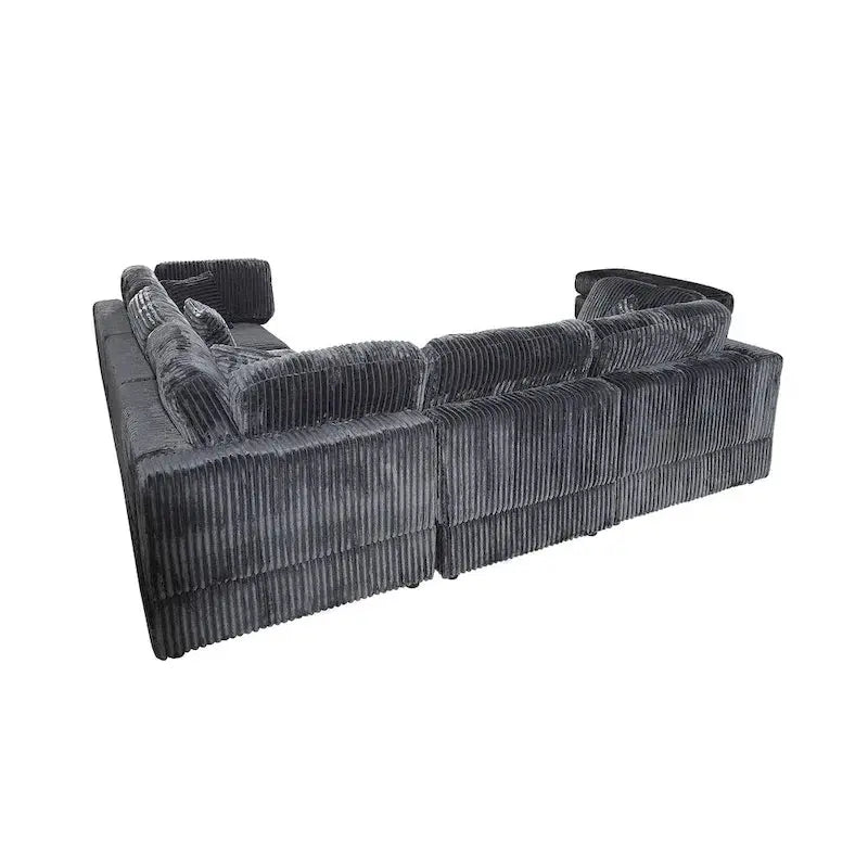 Oversized Corduroy L-Shaped Modular Sectional Sofa – Customizable 6-Piece Configuration