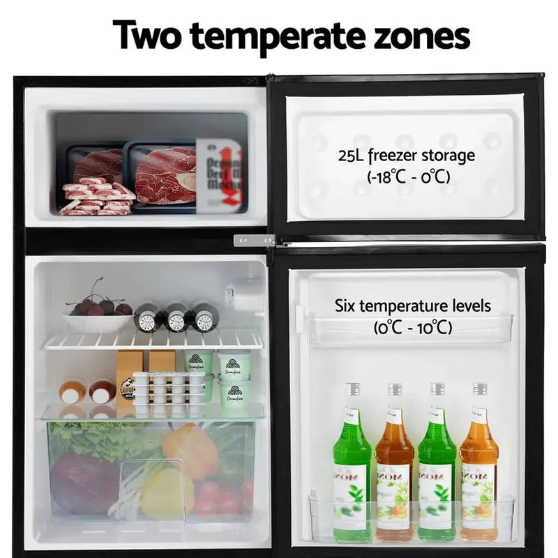 Devanti 80L Bar Fridge – Compact Black Mini Refrigerator & Freezer Combo