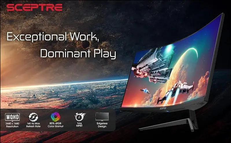 Sceptre 34-Inch Curved Ultrawide Monitor – 165Hz WQHD Gaming Display