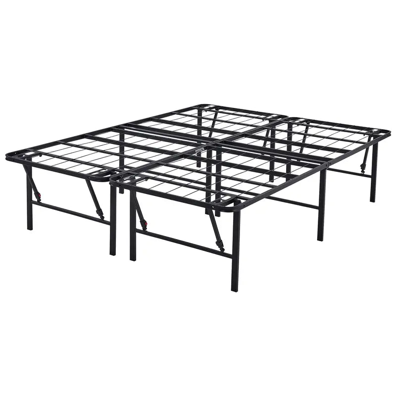 Mainstays High-Profile Foldable Queen Platform Bed Frame – 18-Inch Steel Base in Black