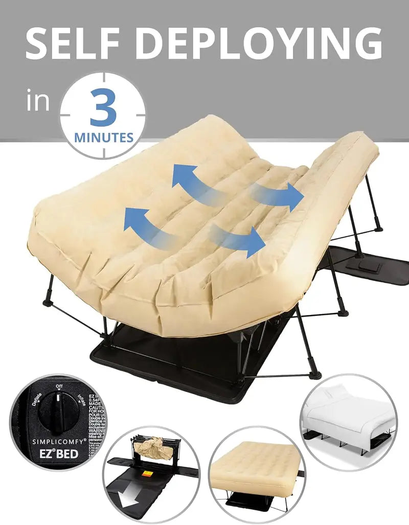 Simpli Comfy EZ Air Queen Mattress Bundle – Includes Frame & Electric Pump