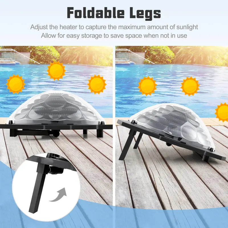 Solar Pool Heater for Above-Ground and In-Ground Pools – Adjustable Hose Fittings & Compact Foldable Design