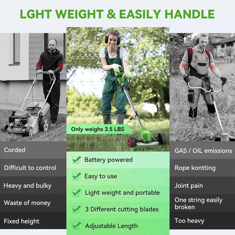 PowerTrim Cordless Grass Trimmer – Brushless Motor for Extended Runtime
