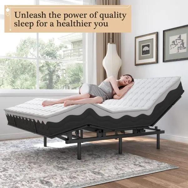 Smart Adjustable Base – Full-Size Bed Frame with Quiet Dual Motors, Zero-G Mode & Custom Presets