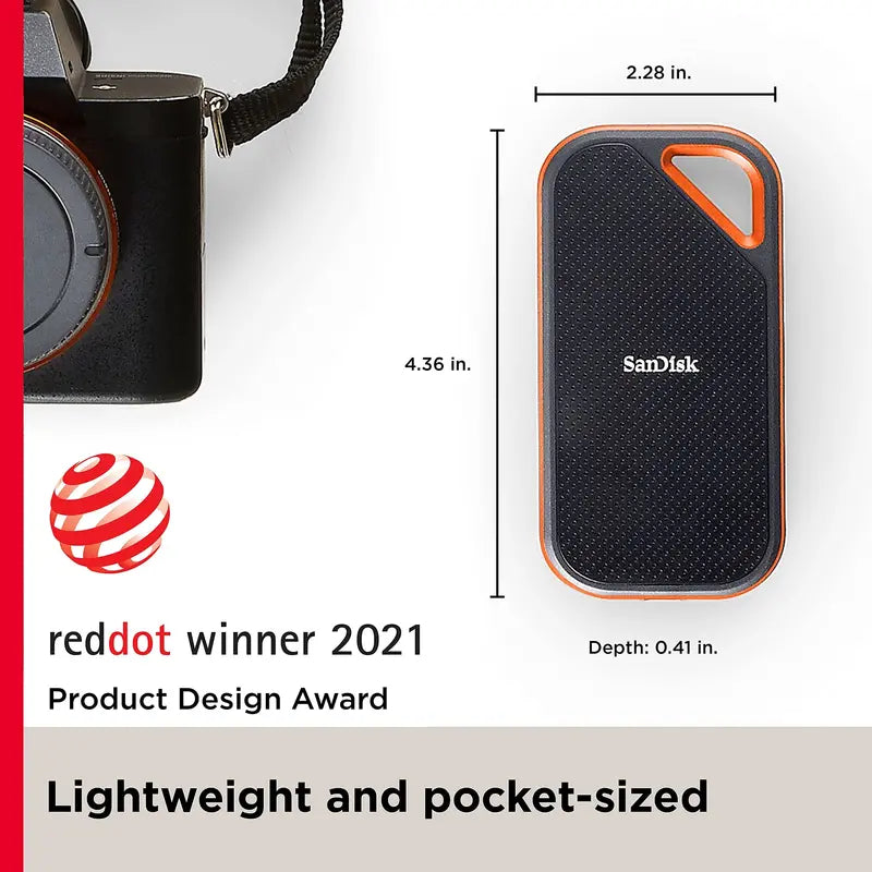 SanDisk Extreme PRO Portable SSD – 1TB, Up to 2000MB/s Transfer Speed, Rugged Design