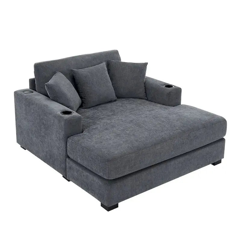 Oversized Chaise Lounger – Three-Size Options with Complementary Throw Pillows