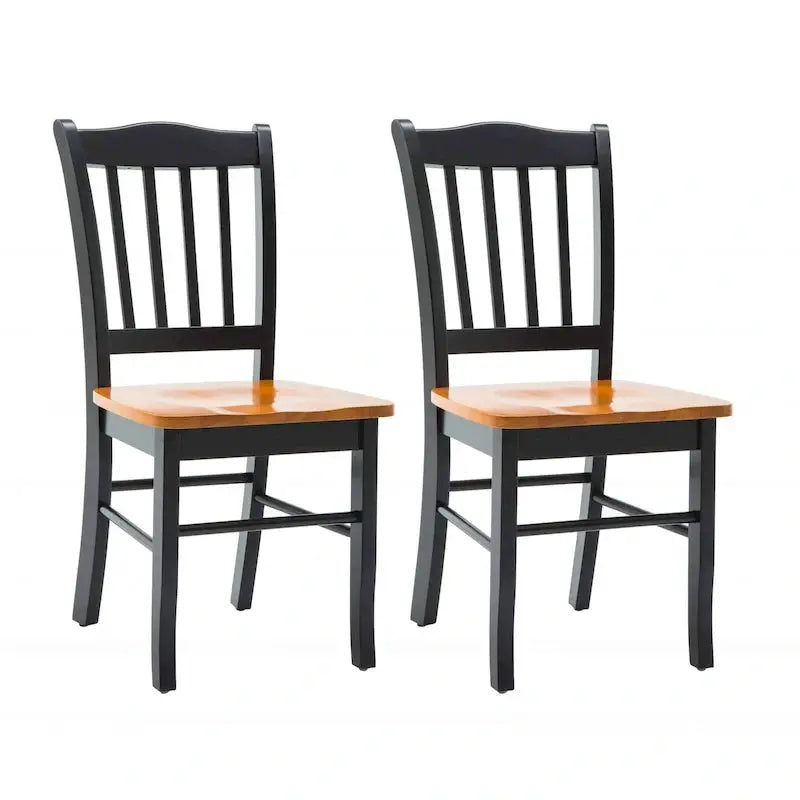 Shaker-Style Side Dining Chairs (2-Pack) – Timeless Wooden Seating with Slatted Back Design