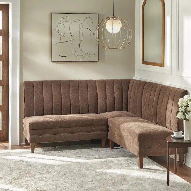 Lifestorey Kerrington Banquette Set – 3-Piece Channel-Back Upholstered Seating