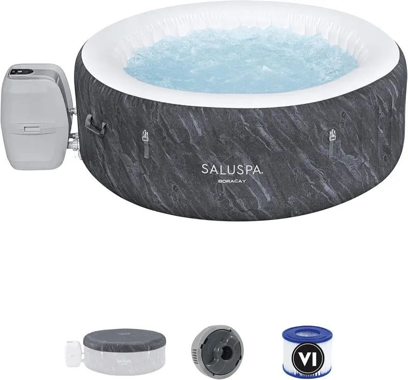 SaluSpa Fiji AirJet Inflatable Hot Tub – 2–4 Person Outdoor Spa with 120 Jets & Energy-Saving Cover