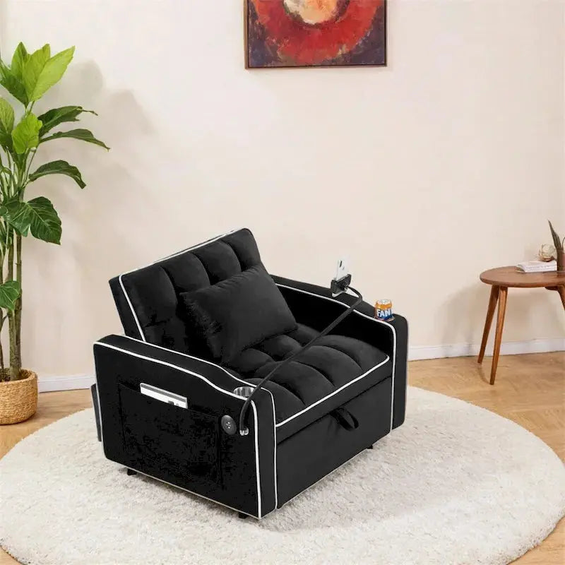 Convertible Sleeper Chair – Adjustable Pull-Out Sofa Bed with Upholstered Lounge Design