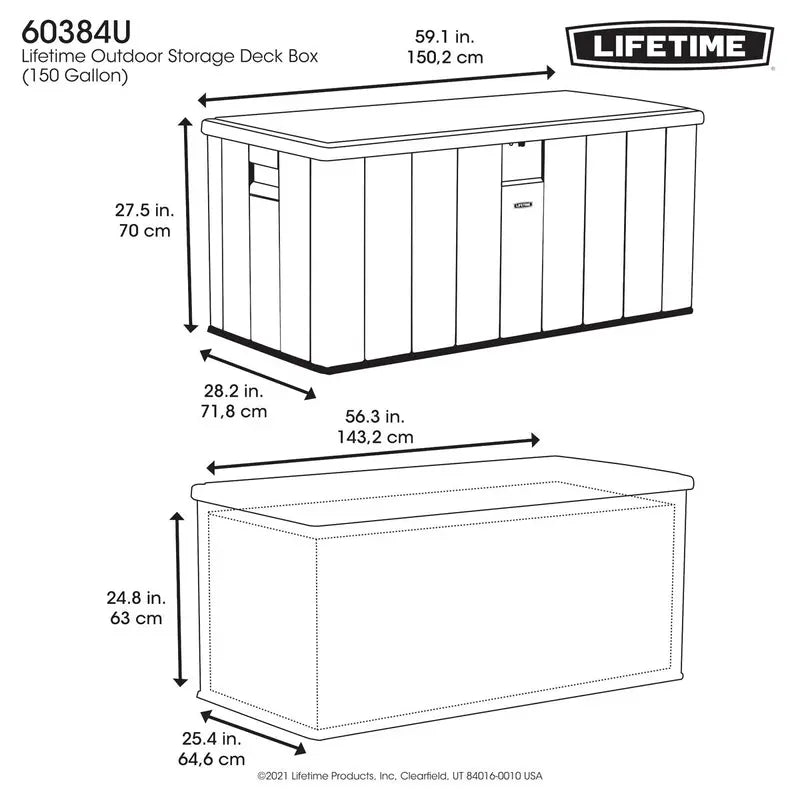 Lifetime 568-Litre Outdoor Deck Storage Box – Modern Grey Design, Model 60384U