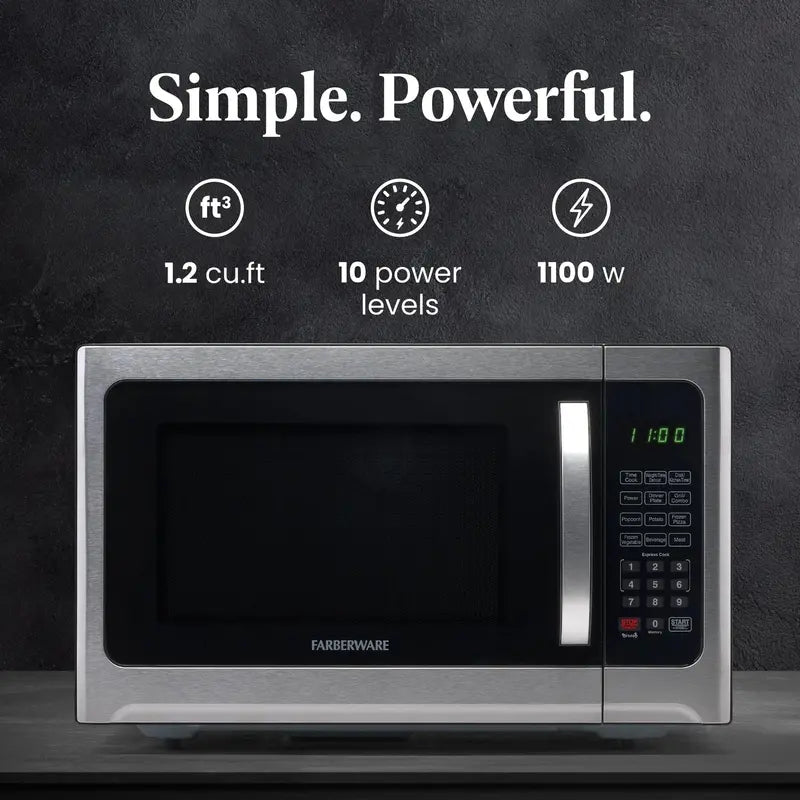Compact 1.2 Cu Ft Microwave Oven with Grill Function – Professional Countertop Model