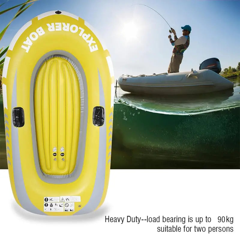 Dual-Chamber Inflatable Kayak Set – 2-Person Sport Raft with Welded Oar Locks, Grab Handles, Bow Rope & Ergonomic Design