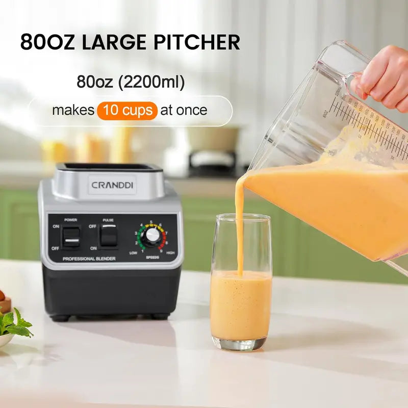 CRANDDI 1500W Commercial-Grade Blender with 80oz BPA-Free Pitcher