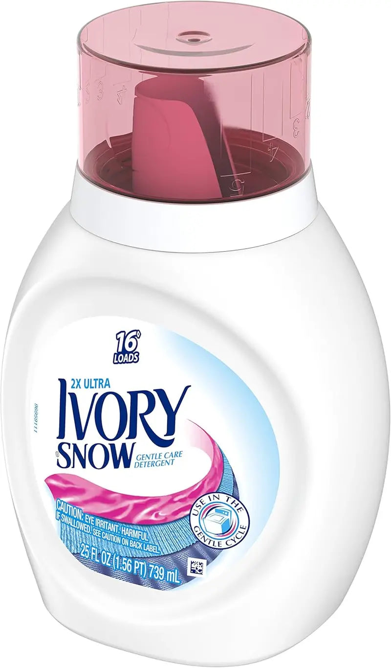 Ivory Snow Ultra Liquid Detergent, 25 oz, 16 Loads, Gentle for Delicates