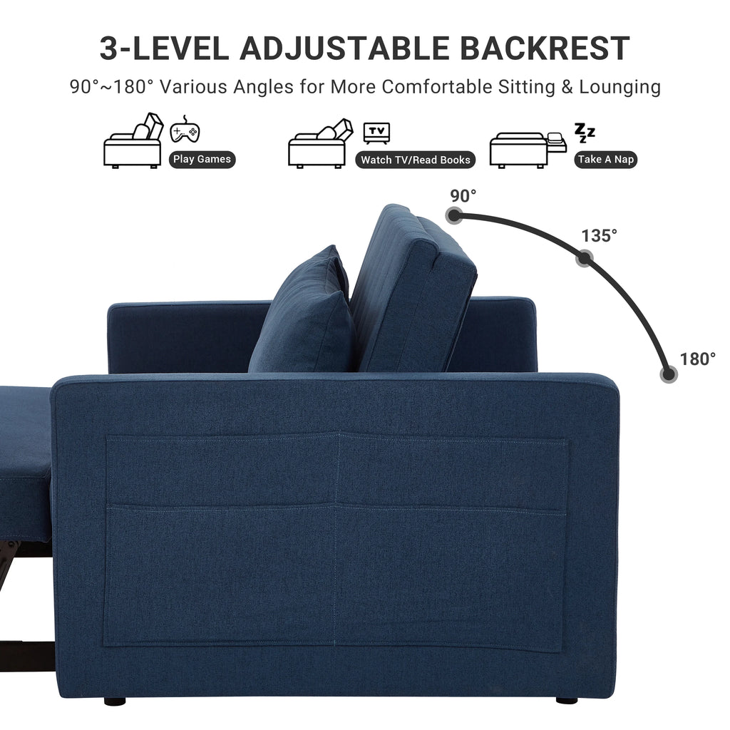 Noodeniya 54" Twins Pull Out Sofa Bed, Modern Convertible Sleeper Couch, Fabric Loveseat for Small Place, Light Gray