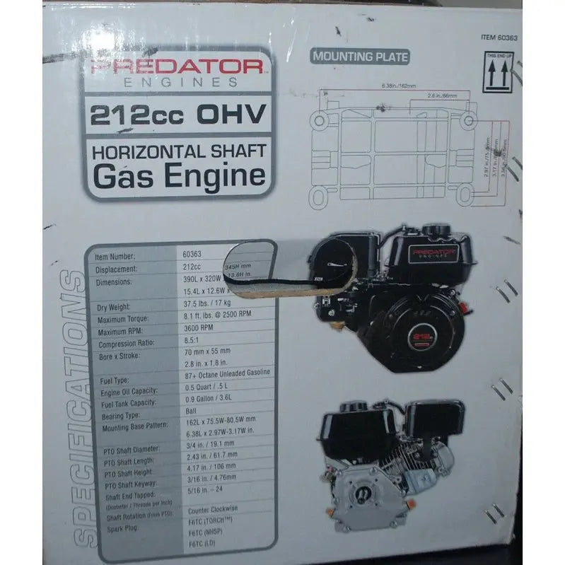 Predator 6.5 HP Horizontal Shaft Engine – 212cc Commercial-Grade Power Source