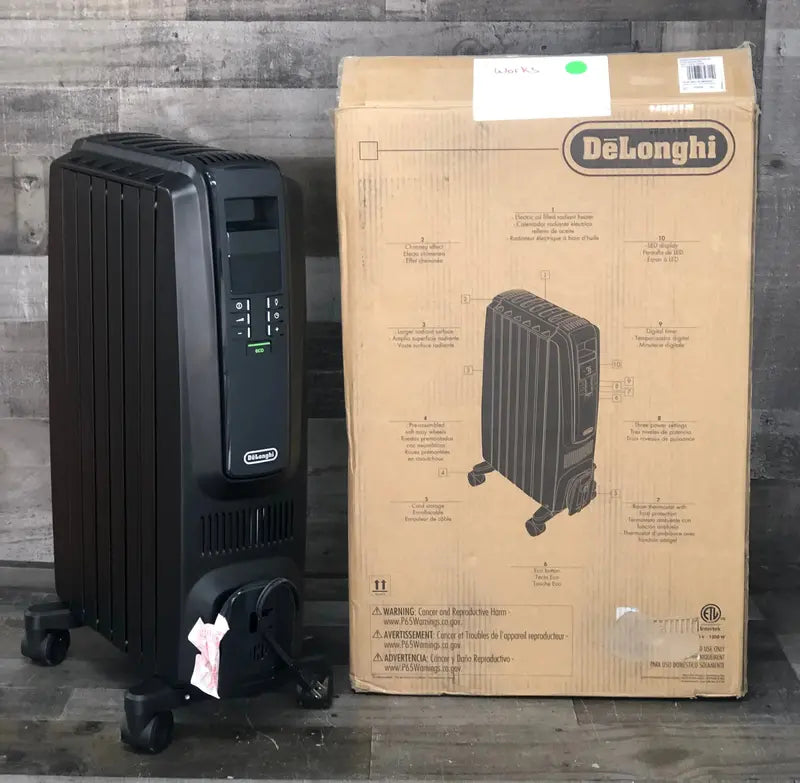 De'Longhi Dragon TRD40615EBKCA Oil-Filled Radiator Heater — 1500W Quiet Operation with Timer and Eco Mode