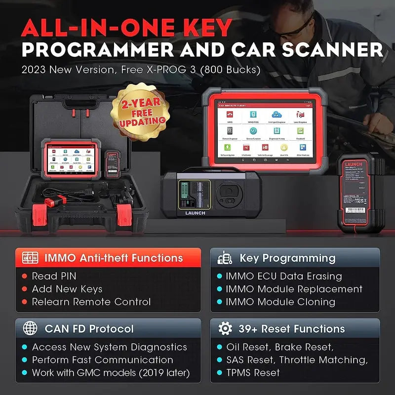 LAUNCH X431 IMMO Elite Diagnostic Tool – Key Programming, ECU Cloning, CAN FD & DOIP Support, 2-Year Free Updates