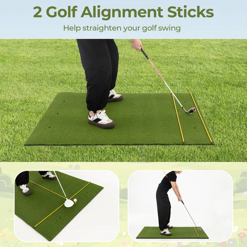 Professional Golf Hitting Mat – 5x3ft or 5x4ft, 20–32mm Thick with Alignment Tools