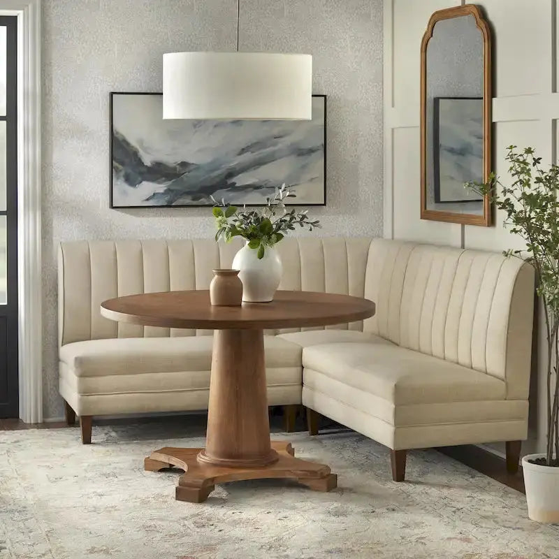 Lifestorey Kerrington Banquette Set – 3-Piece Channel-Back Upholstered Seating
