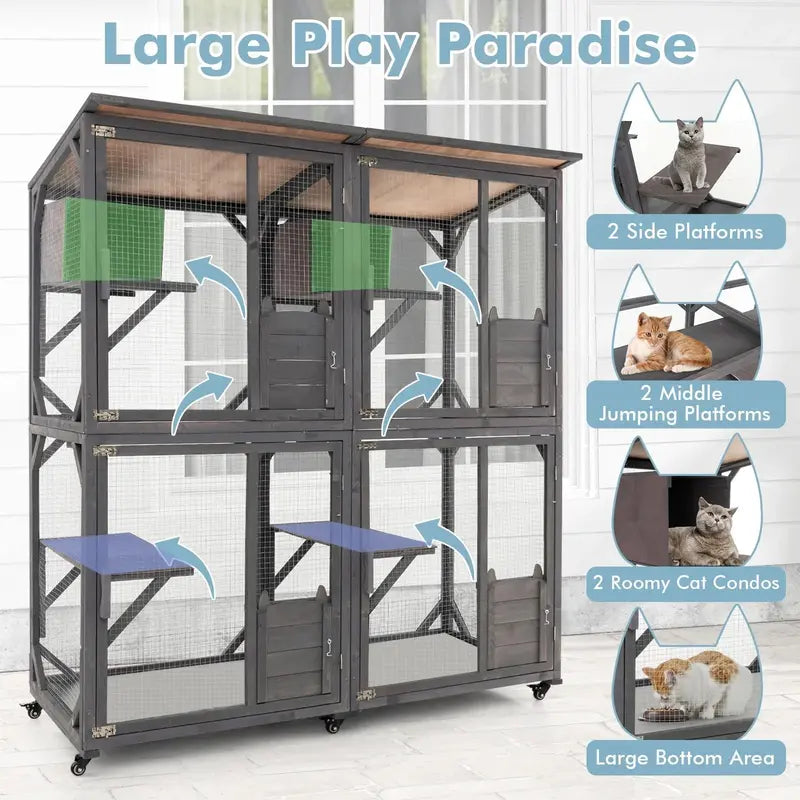 Large Outdoor Cat Enclosure (Catio) – Secure, Weather-Resistant Play Space for Indoor-Outdoor Feline Freedom