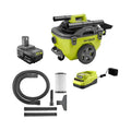 RYOBI ONE+ 18V Cordless 6 Gal. Wet/Dry Vacuum Kit with 4.0 Ah Battery, Charger and Vacuum Accessories P770KN