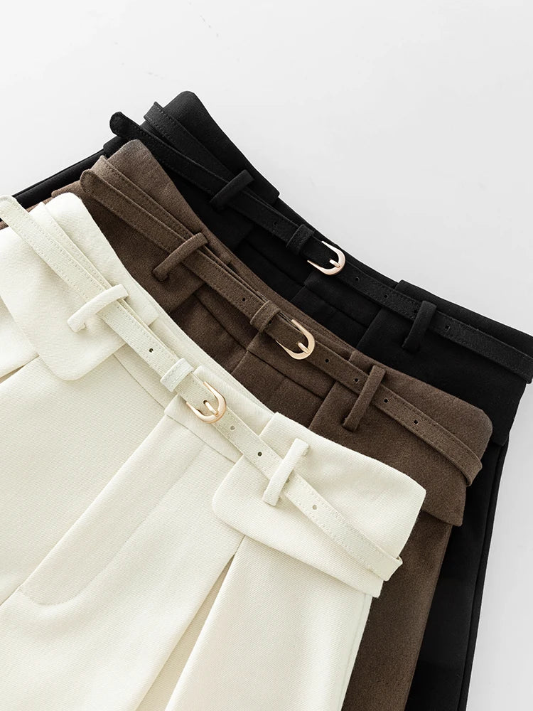 FSLE ¡¾Clearance Sale¡¿Women Winter Solid A-LINE Skirts Pocket Pleated Design Mid-Calf Winter Skirt Belt Women Long Commuter Skirt