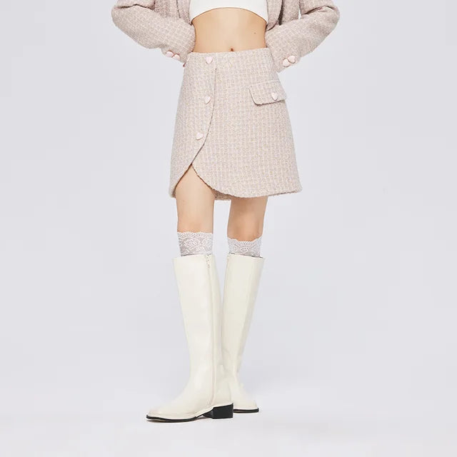 Semir Skirt Women Design Sense Love Asymmetric 2022 Autumn New Fashion Texture Plaid A-Line Skirt Sweet