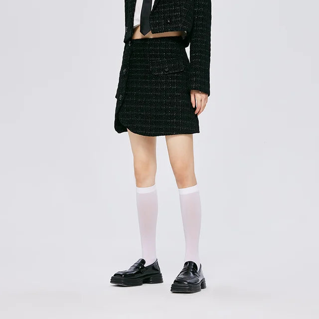 Semir Skirt Women Design Sense Love Asymmetric 2022 Autumn New Fashion Texture Plaid A-Line Skirt Sweet