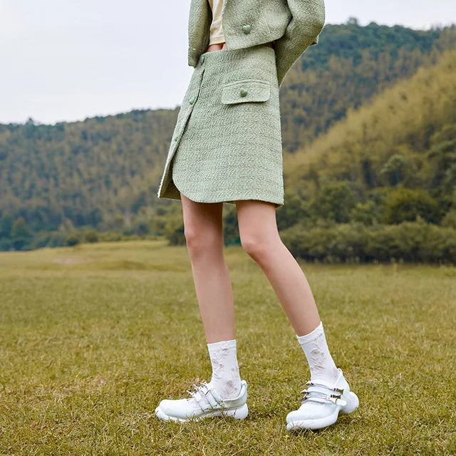 Semir Skirt Women Design Sense Love Asymmetric 2022 Autumn New Fashion Texture Plaid A-Line Skirt Sweet