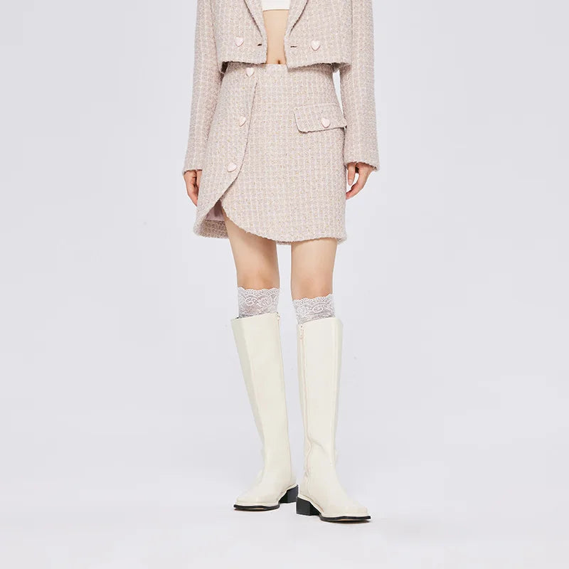 Semir Skirt Women Design Sense Love Asymmetric 2022 Autumn New Fashion Texture Plaid A-Line Skirt Sweet