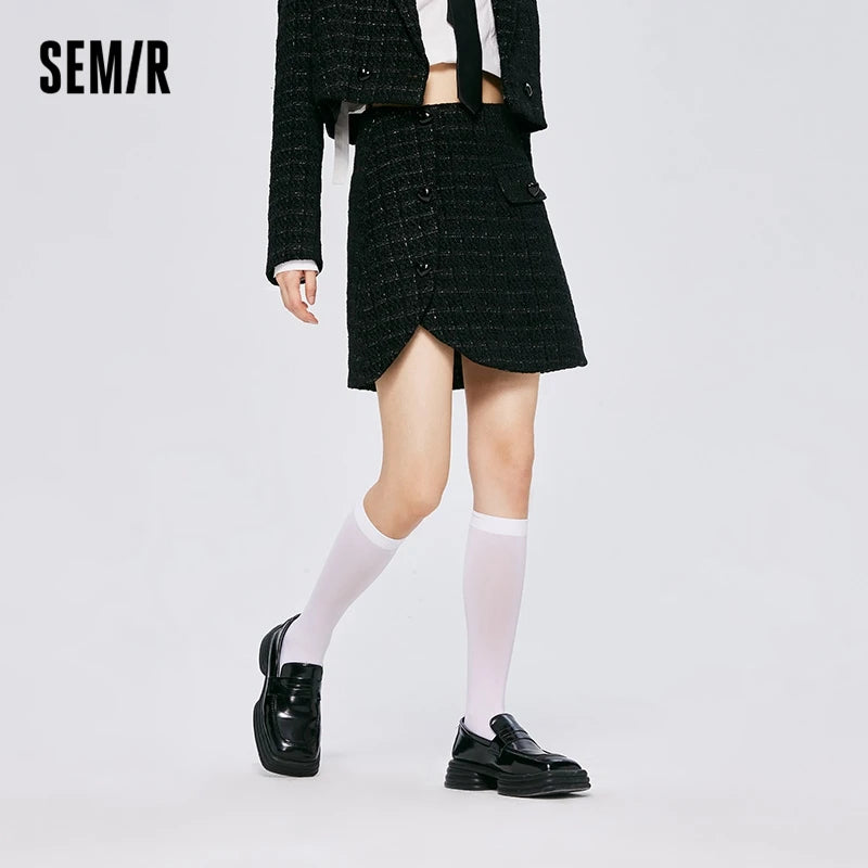 Semir Skirt Women Design Sense Love Asymmetric 2022 Autumn New Fashion Texture Plaid A-Line Skirt Sweet