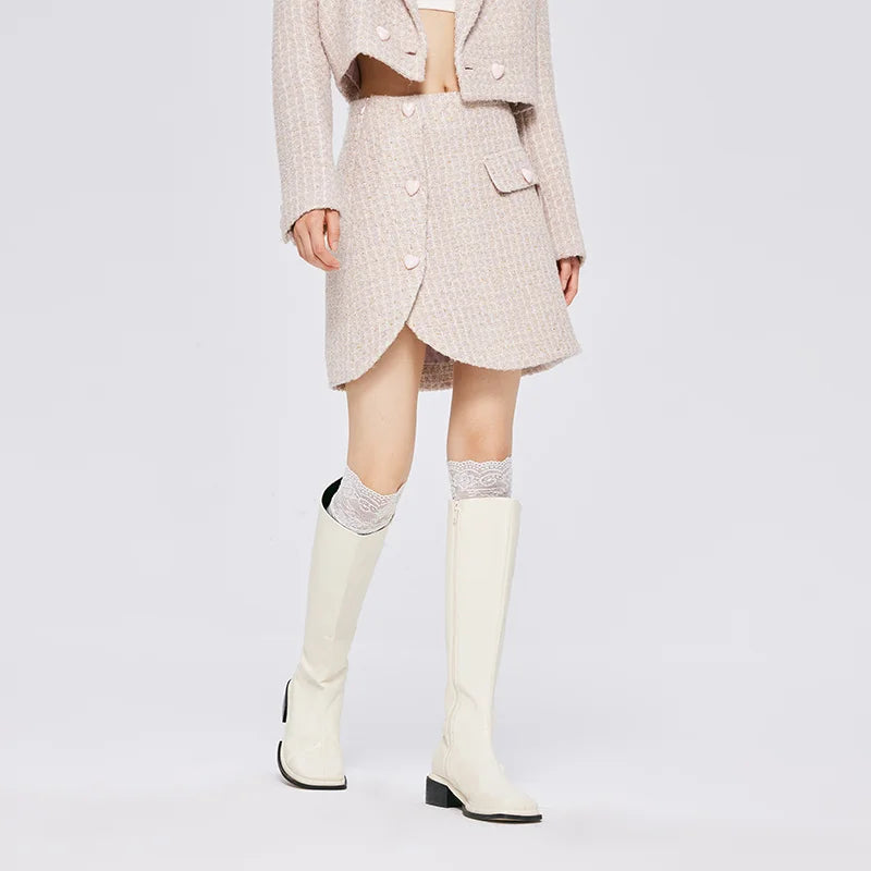 Semir Skirt Women Design Sense Love Asymmetric 2022 Autumn New Fashion Texture Plaid A-Line Skirt Sweet