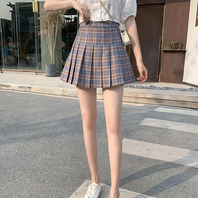 Women Skirt Solid Pleated Skirts High Waist Student Harajuku Cheerleader Uniforms Girls Dance Tennis Skirts with Lining Shorts