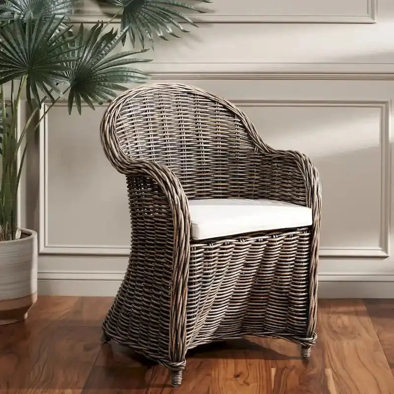 SAFAVIEH Sinja Yellow Rattan Club Chair – Handwoven Boho Accent Seating (24″W x 26″D x 35″H)