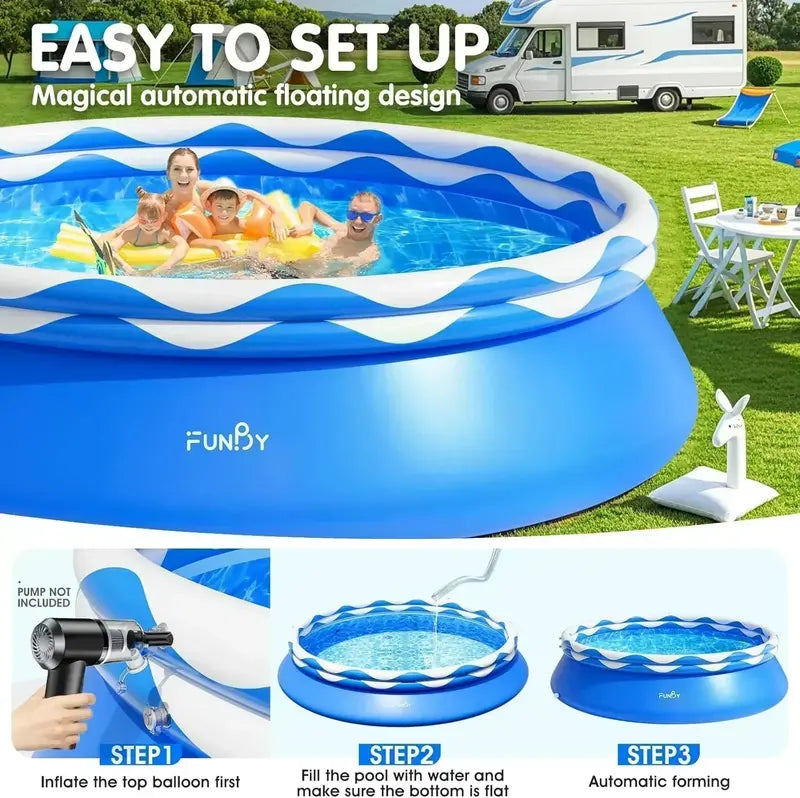 Double-Ring Above-Ground Inflatable Pool – Quick-Setup, Heavy-Duty Outdoor Swimming Pool