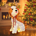 Lighted Christmas Puppy Decoration — Indoor/Outdoor LED-Illuminated Dog Figurine