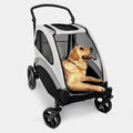 Large or Dual-Pet Foldable Stroller with 4-Wheel Jogger Design and All-Terrain Wagon Functionality