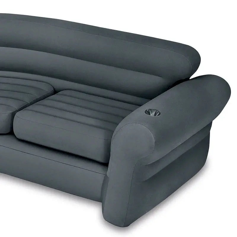 Intex Inflatable L-Shaped Corner Sofa – Gray 2-Pack with Cup Holders