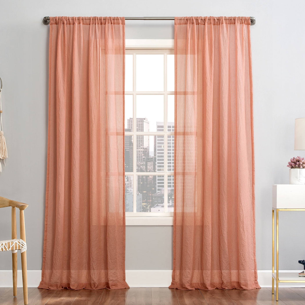 Mainstays Linen Textured Semi-Sheer Rod Pocket Curtain Panel - Each