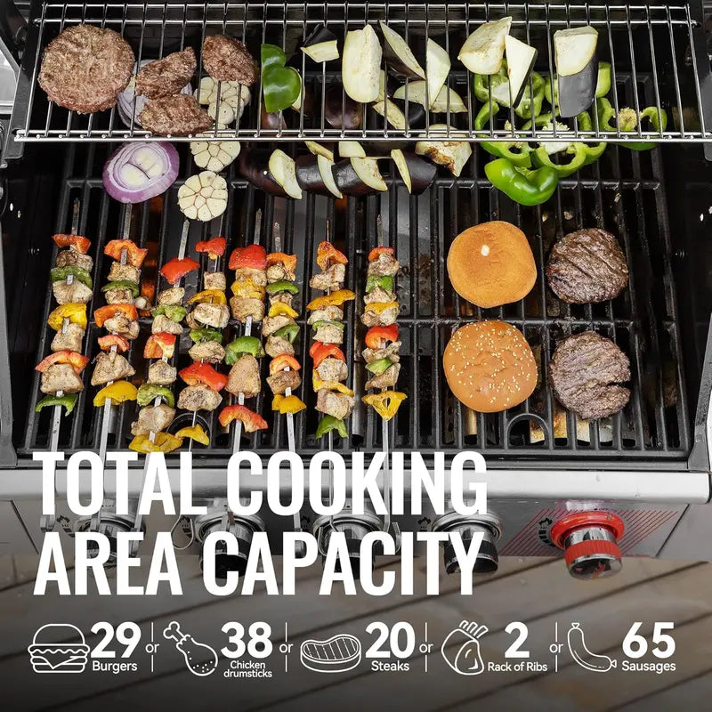 Royal Gourmet GA5401T 5-Burner Propane Gas Grill – Sear Station, Side Burner & Stainless Steel Construction