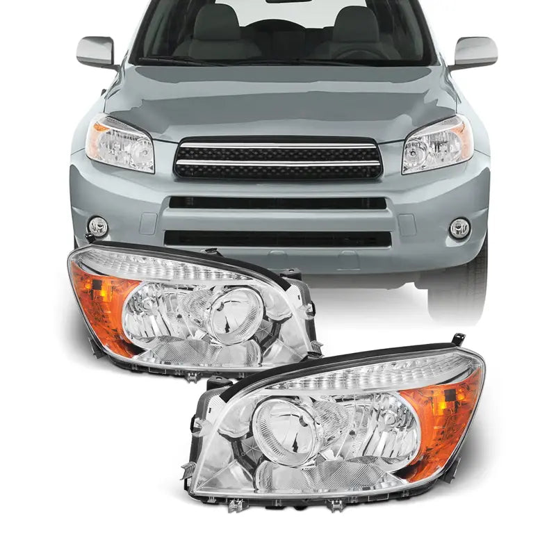 Fits 2006 2007 2008 Toyota Rav4 Left + Right Side Headlights Front Lamps Pair