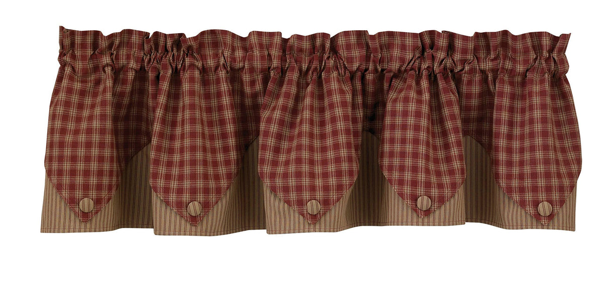 Park Designs Sturbridge Lined Point Valance, Wine/Tan