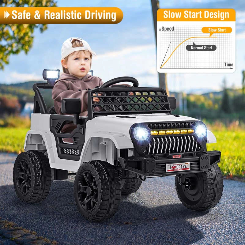 12V Kids Ride On Truck Car, Battery Powered Electric Vehicle with Parental Remote, LED Lights & Music Player for Boys & Girls Aged 3+