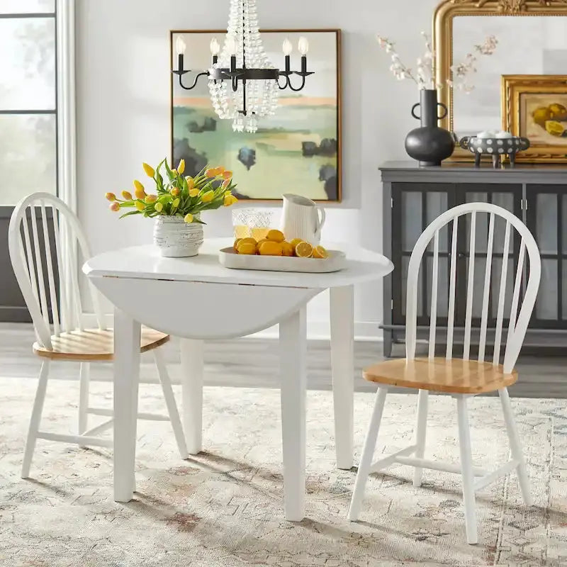 Simple Living Rollo Drop-Leaf Dining Set – Solid Wood 3-Piece Expandable Table and Chairs