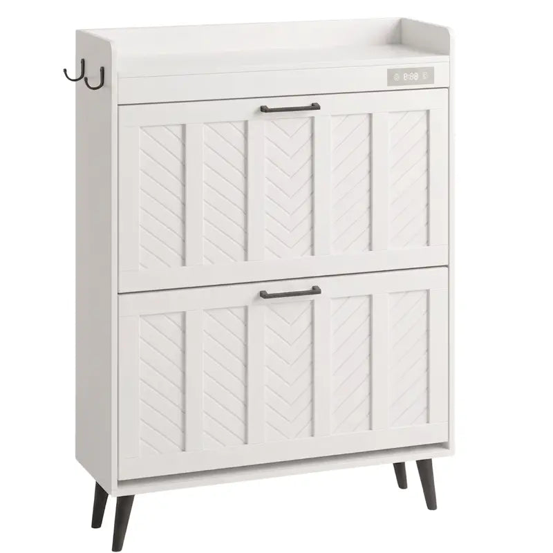 Slim Two-Drawer Shoe Cabinet with Built-in Deodorizing Filter