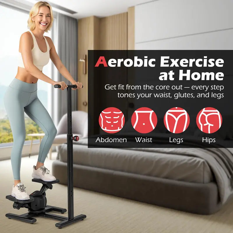 Dual-Function Twist Stepper – Waist Trimmer Platform with Handlebar & LCD Display